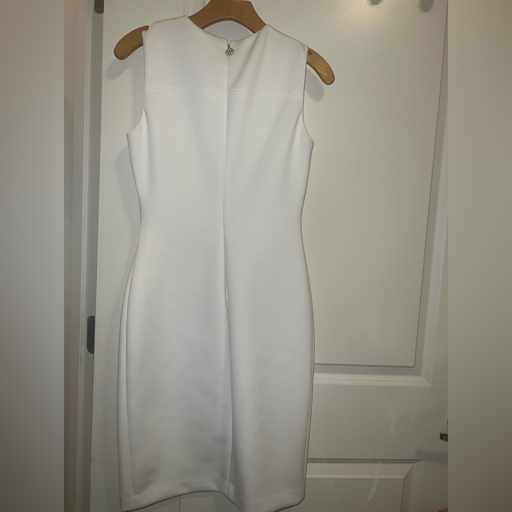 Tommy Hilfiger Asymmetrical White Dress with Button Accents - Picture 2 of 4